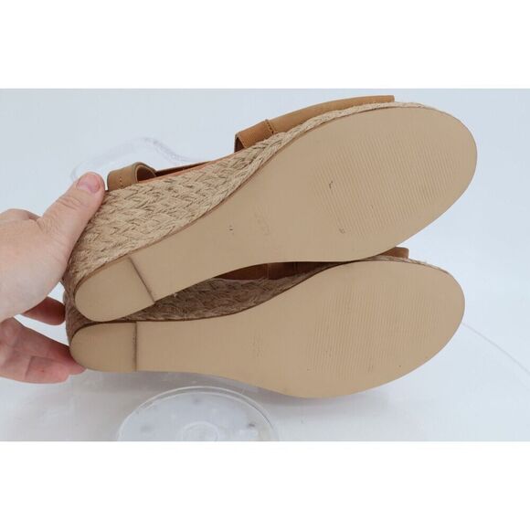 Andre Assous Nanda Espadrille Sandal Size 11M Brown Leather Slingback Wedge - Picture 8 of 14